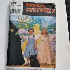 Simplicity Sewing Pattern 7801 Girls Wizard of Oz Dorothy Witch Costume 3-8